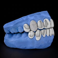 Iced-out Top 2 Fangs On Solid Set Grillz