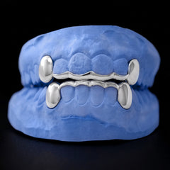 Solid fangs With Fancy Cut Bridge Grillz
