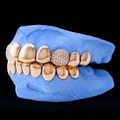 Iced-out Top 2 Fangs On Solid Set Grillz