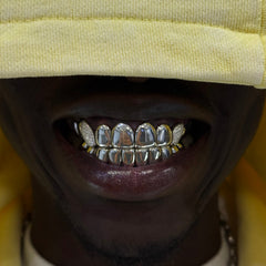 Iced-out Top 2 Fangs On Solid Set Grillz
