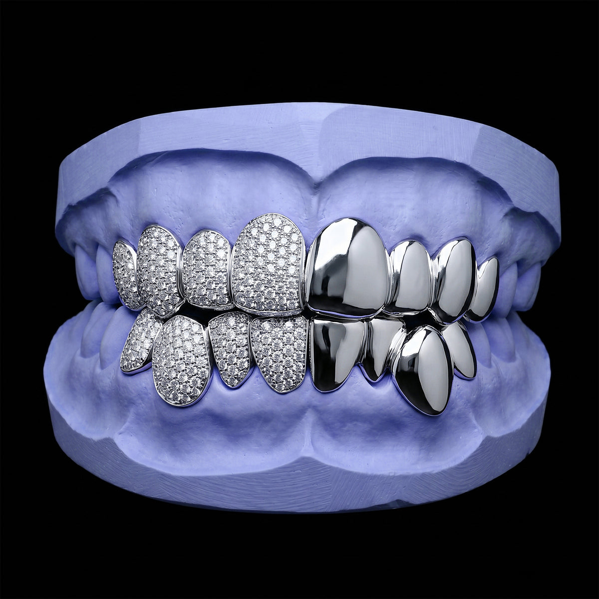Half Diamond half Solid Grillz
