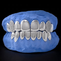 Iced-out Top 2 Fangs On Solid Set Grillz
