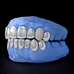 Iced-out Top 2 Fangs On Solid Set Grillz