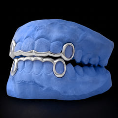 Open Face fangs With Fancy Cut Bridge Grillz