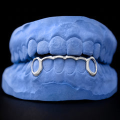 Open Face fangs With Fancy Cut Bridge Grillz