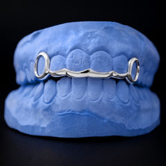 Open Face fangs With Fancy Cut Bridge Grillz