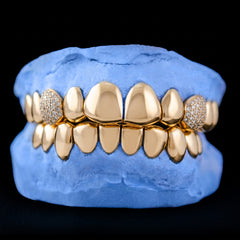 Iced-out Top 2 Fangs On Solid Set Grillz